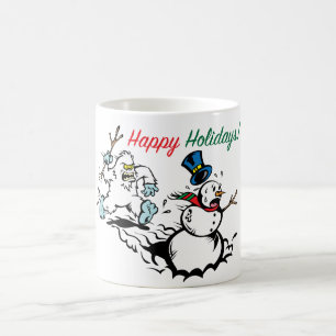 Tasse de chasse de bonhomme de neige bonnes fêtes