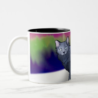Tasse de chat de lumières du nord (l'aurore)