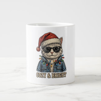 Tasse de chat de Noël cosy et lumineuse