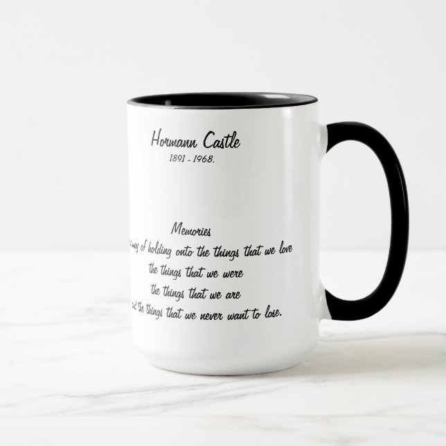 Tasse de château de Hormann avec le poème de (Droite)