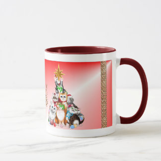 Tasse de chatons d'arbre de Noël