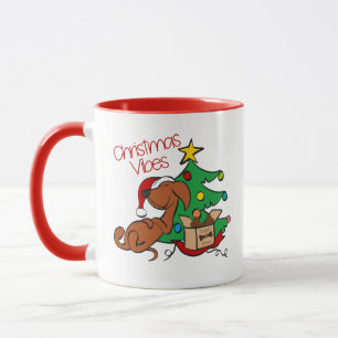 Tasse de chien teckel ambiance de Noël