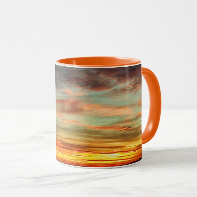 Tasse de ciel de coucher du soleil de janvier (Devant droit)