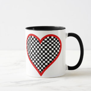 Tasse de coeur de damier de Saint-Valentin