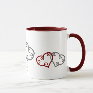 Tasse de coeurs de fiançailles de monogramme