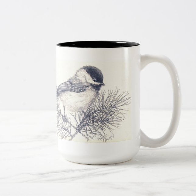 Tasse de Coffe de croquis de crayon de Chickadee (Droit)