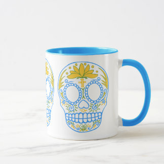 Tasse de crâne de sucre (bleu/jaune)