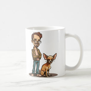 Tasse de dessin animé Chihuahua et homme en veste