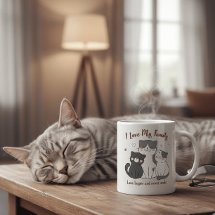 Tasse de famille de chat mignon J'aime ma famille
