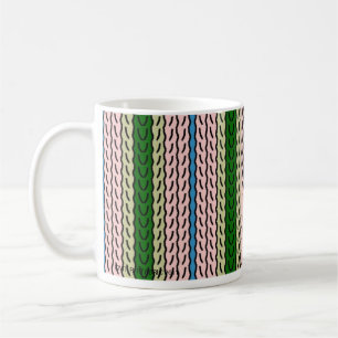 Tasse de fantaisie de rayure - rose/vert