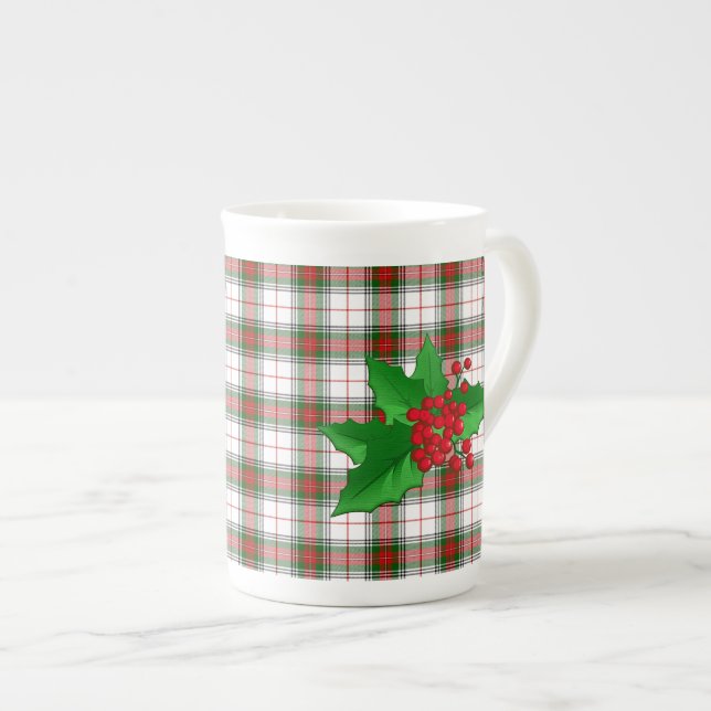 Tasse de fête de la Chine de plaid de tartan de (Devant droit)