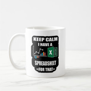 Tasse de feuille de calcul, Tasse de raccourci Exc