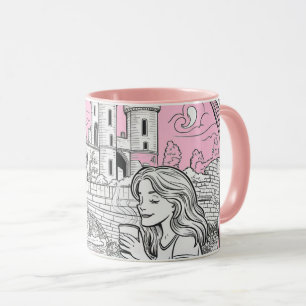 tasse de fille avec fleurs