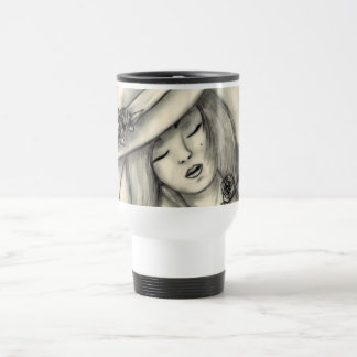 tasse de fille de sommeil de dessin au crayon