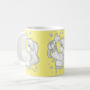 Tasse de fille et chat