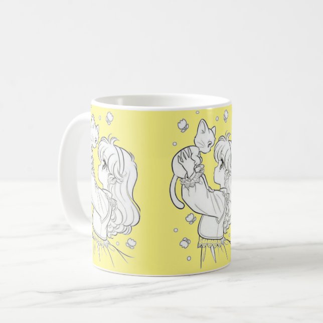 Tasse de fille et chat (Devant gauche)