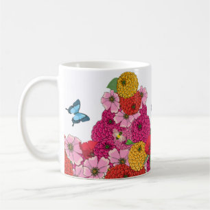 Tasse de fleurs et de papillons de colibris