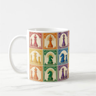 Tasse de jeu d'échecs Arc-en-ciel Art Déco