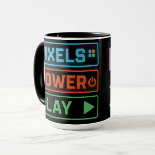 Tasse de jeu – Pixels Power Play Tasse à café néon