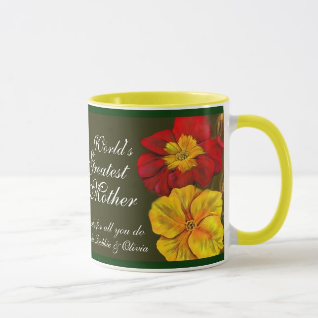 Tasse de la mère du monde floral d'art de (Droite)