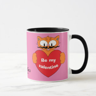 Tasse de la Saint-Valentin Chat à Moustache de Des