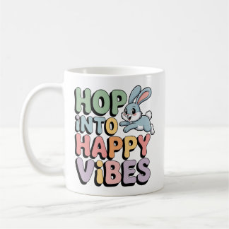 Tasse de lapin de Pâques aux vibrations heureuses