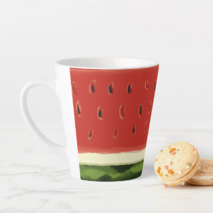 Tasse de Latte à la Pastèque en Aquarelle Rouge Cl