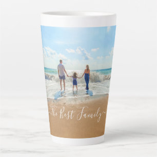 Tasse de latte avec la meilleure photo de famille