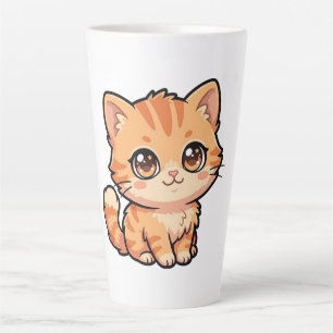 Tasse de Latte avec un Mignon Chaton Tabby Orange