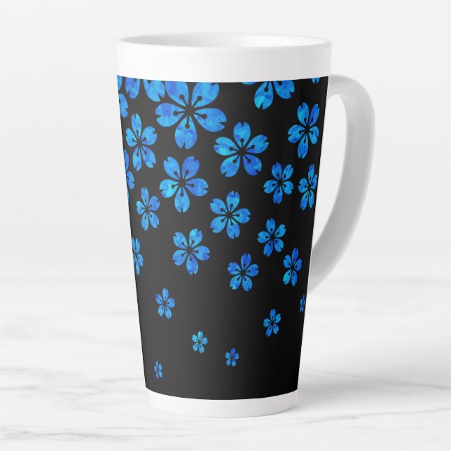 tasse de latte bleu sakura (Angle droit)
