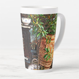 Tasse de latte de scène de cour