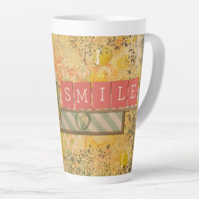 Tasse de latte florale artistique et inspirante (Angle droit)