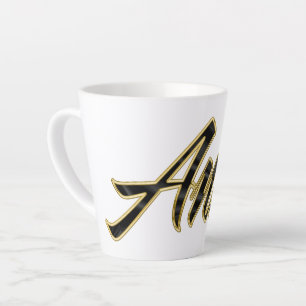 Tasse de latte lettrage or noir Anke