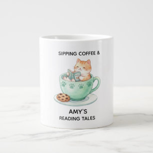Tasse de lecture personnalisée avec nom de chat co