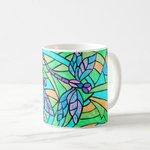 Tasse de libellules en verre souillé