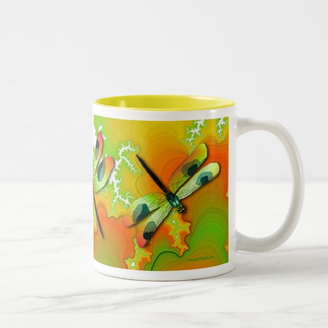 Tasse de libellules et de fractales (Droit)