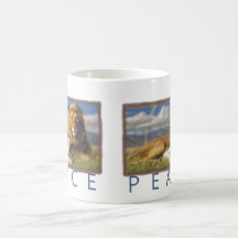 Tasse de lion et d'agneau de paix