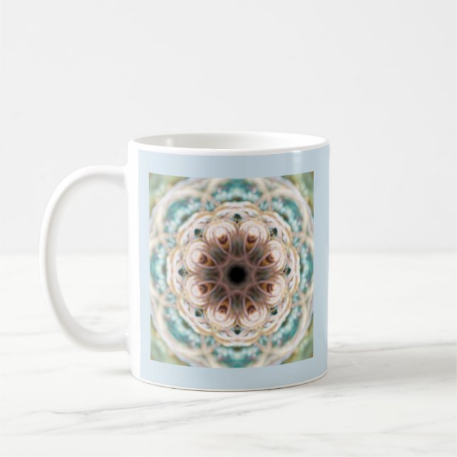 Tasse de mandala de Shell de turquoise avec la (Gauche)