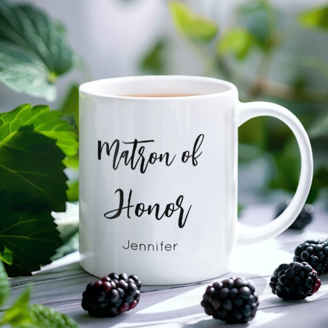 Tasse de mariage noir et blanc de Matrone d'honneu (Créateur téléchargé)