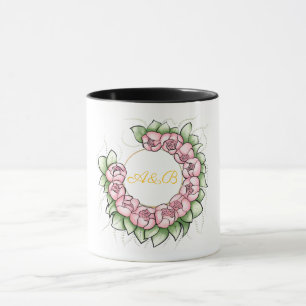 Tasse de mariage noir sophistiqué avec monogramme