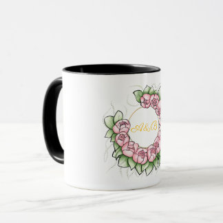 Tasse de mariage noir sophistiqué avec monogramme 