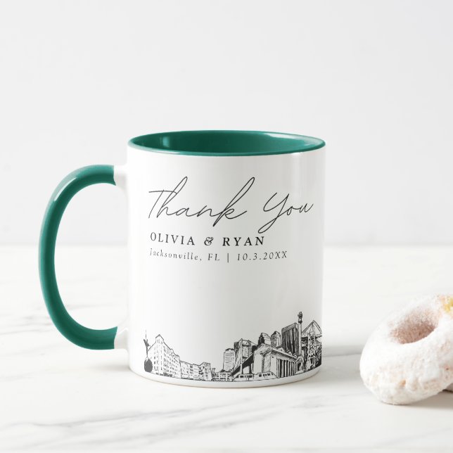 Tasse de mariage personnalisée simple esquisse de  (Avec donut)