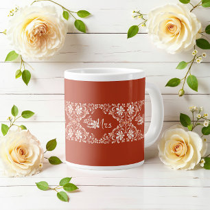 Tasse de mariage romantique shabby chic rouge roui