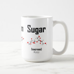 Tasse de molécule de café, de crème et de sucre
