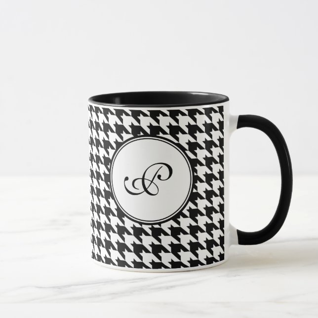 Tasse de monogramme de pied-de-poule (Droite)