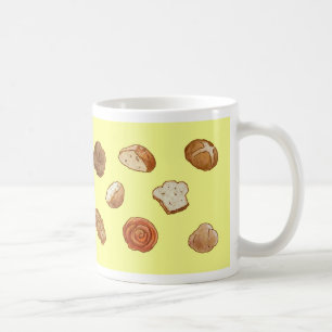Tasse de motif de pain et de pâtisserie - jaune