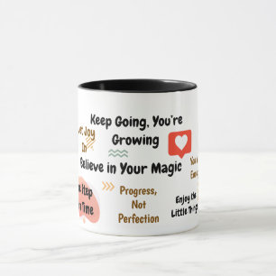 Tasse de motivation colorée avec affirmations posi