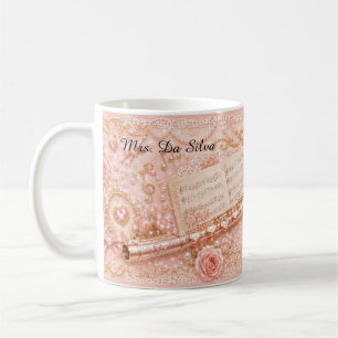 Tasse de musique à flûte rose florale