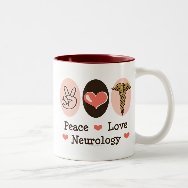Tasse de neurologue de neurologie d'amour de paix (Droit)