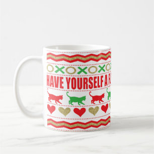 Tasse de Noël 11 oz. "Tasse de chat Noël fourrure"